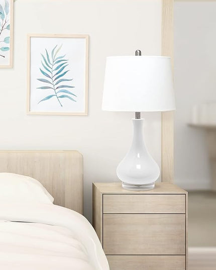 Elegant Designs LT3312-LTB Ceramic Genie Tear Drop Shaped Glossy Table Lamp, Light Blue - LeafyLoom