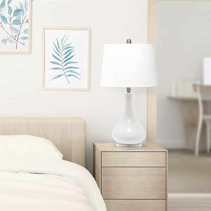 Elegant Designs LT3312-LTB Ceramic Genie Tear Drop Shaped Glossy Table Lamp, Light Blue - LeafyLoom