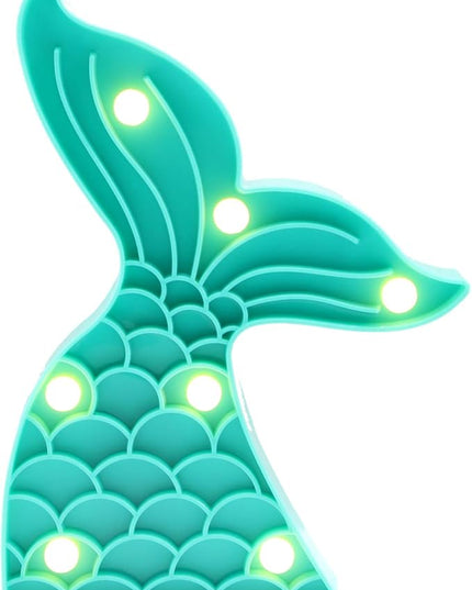 Cute Mermaid Tail Night Light, Mermaid Party Supplies, Mermaid Birthday Party Decorations, Mermaid Lamp, Battery Operated Led Light, Mermaid Bedroom Decor for Girls（Green） - LeafyLoom