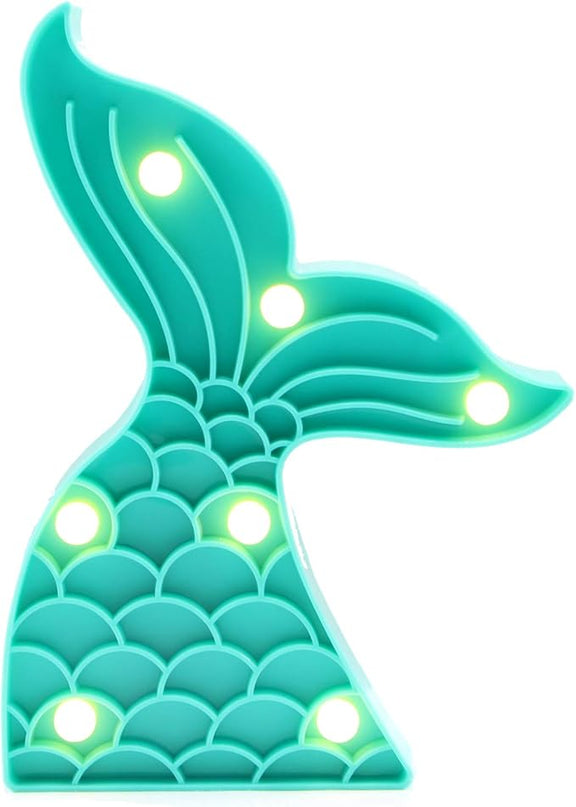 Cute Mermaid Tail Night Light, Mermaid Party Supplies, Mermaid Birthday Party Decorations, Mermaid Lamp, Battery Operated Led Light, Mermaid Bedroom Decor for Girls（Green） - LeafyLoom