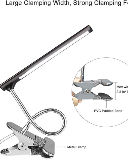 LED Clip on Desk Lamp, Bed Headboard Light with Clamp for Reading, 3000K – 6500K Color Temperature Setting, Stepless Brightness Control, Long USB Cord and AC Adapter Included(Brown) - LeafyLoom