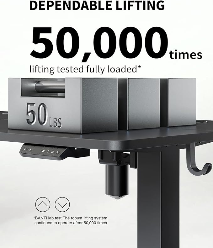 BANTI Electric Standing Desk with Drawer, Adjustable Height Sit Stand Up Desk, Home Office Desk Computer Workstation, 63x24 Inches, Black - LeafyLoom