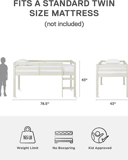 DHP Milton Junior Twin Loft Bed, White - LeafyLoom