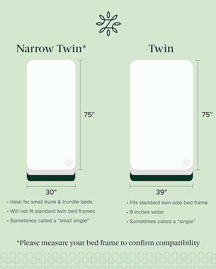 ZINUS 6 Inch Foam and Spring Hybrid Mattress [New Version], Narrow Twin, Fiberglass free, Medium Firmness, Durable Support, Certified Safe Foams & Fabric, Mattress in A Box - LeafyLoom