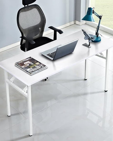 Computer Desk, 55 inche Modern Simple Style Folding Tables, Home Office Writing Desk, Space Saving Foldable Table, No Install Needed - LeafyLoom