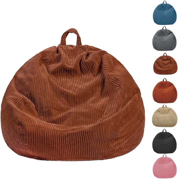 Bean Bag Chairs Cover (No Filler), Bean Bag Cover, Bean Bag for Kids, Adults, Teens-Large 36 x 45 inches Coffee Bean Bag - LeafyLoom