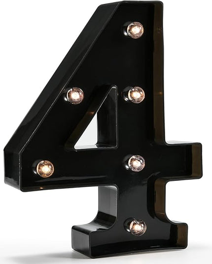 Light Up Black Alphabet Marquee Number Sign LED Marquee Number Lights Sign for Night Light Home Bar Christmas Lamp Birthday Party Wedding Decoration 4 - LeafyLoom