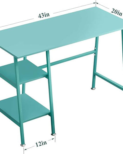 VECELO 43 Inch Computer Modern Student Writing home-office, Ladder Desk, Blue +Blue Leg - LeafyLoom