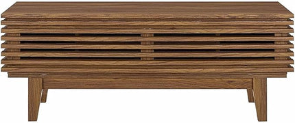Modway Render 46" Mid-Century Modern Low Profile TV Stand in Walnut, 46 Inch - LeafyLoom