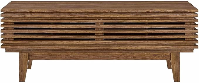Modway Render 46" Mid-Century Modern Low Profile TV Stand in Walnut, 46 Inch - LeafyLoom