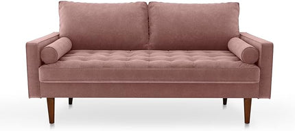Velvet Furniture for Small Spaces, Mid-Century Modern Loveseats for Living Room, Love Seat Couch Sofas, 70 Inches, Rose - LeafyLoom