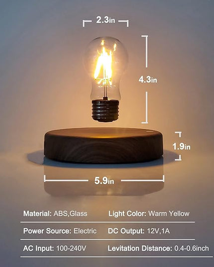 Levitating Bulb Lamp Magnetic Floating LED Light Desk Lamp Table lamp Night Light, 360 Degree Automatic Rotating Light for Unique Gifts Room Home Office Decor - LeafyLoom