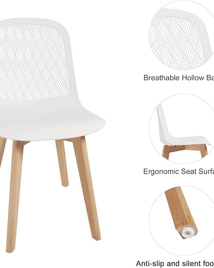 Armless Modern Chairs with Wood Legs for Living, Bedroom, Kitchen,Dining,Lounge Waiting Room, Restaurants, Cafes, Set of 2… - LeafyLoom