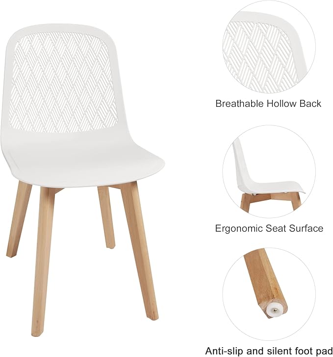 Armless Modern Chairs with Wood Legs for Living, Bedroom, Kitchen,Dining,Lounge Waiting Room, Restaurants, Cafes, Set of 2… - LeafyLoom