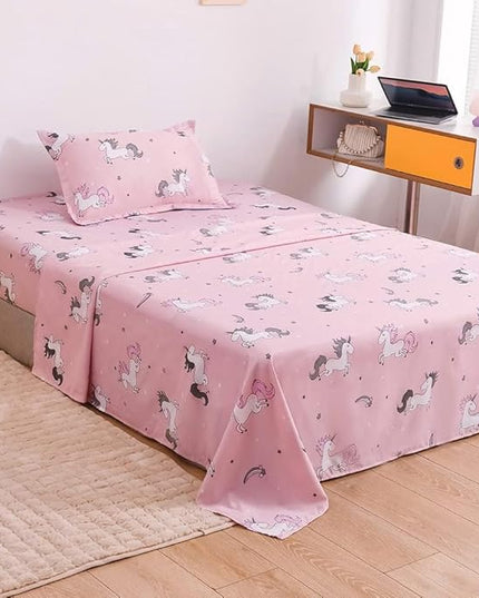 ADASMILE A & S Unicorn Comforter Set Full with Sheets 6 Pieces Floral Pink Unicorn Bedding Set for Girls Kids Unicorn Sheets Soft Bed-in-a-Bag Comforter Reversible Bed Comforter Set for Home Decor - LeafyLoom
