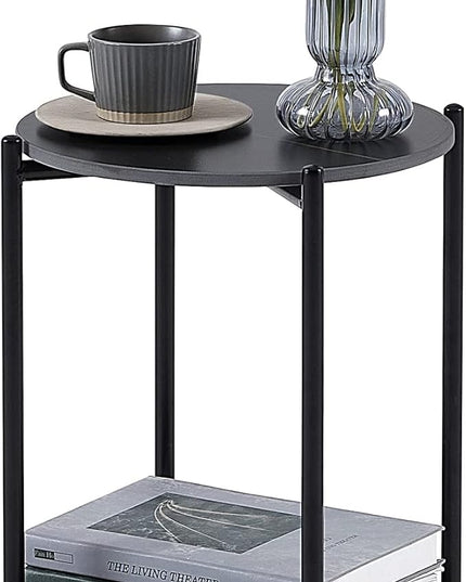 NicBex Coffee Table Wooden Coffee Table with Storage Round Center Tables with Open Bottom Shelf End Table for Living Room, Dining Room, Office, and Bedroom,14.17" W, Black - LeafyLoom