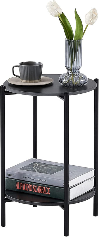 NicBex Coffee Table Wooden Coffee Table with Storage Round Center Tables with Open Bottom Shelf End Table for Living Room, Dining Room, Office, and Bedroom,14.17" W, Black - LeafyLoom
