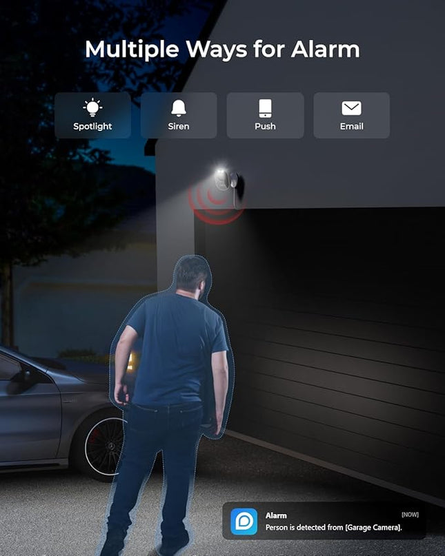REOLINK Wireless Outdoor Security Camera Lumus 2K, Upgraded 4MP Spotlight Color Night Vision, 2.4/5GHz Dual-Band WiFi Plug in Camera, Smart Person/Vehicle/Animal Detection, Two-Way Talk, Local Storage REOLINK