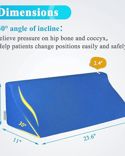 Wedge Pillow for Bed Sores Positioning Elderly Medical Bolsters Incline Foam Body Positioners Wedge Back Support Pillows After Surgery Pregnancy Side Sleeping Prevent Back Pain (23.62 Inch) - LeafyLoom