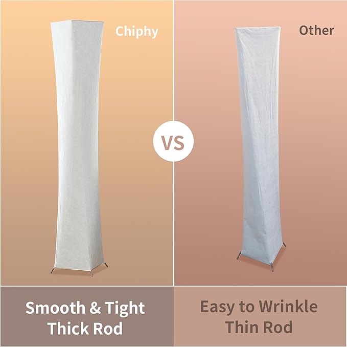 chiphy Floor Lamp, Dimmable 52" (M) Tall Standing Lamp, 3 Levels Adjustable Brightness 12Wx2 LED Bulbs, Column Floor Light w/White Fabric Shade, Home Decor for Living Room, Bedroom - LeafyLoom