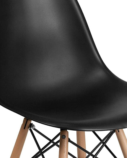 Flash Furniture 2 Pack Elon Series Black Plastic Chair with Wooden Legs - LeafyLoom
