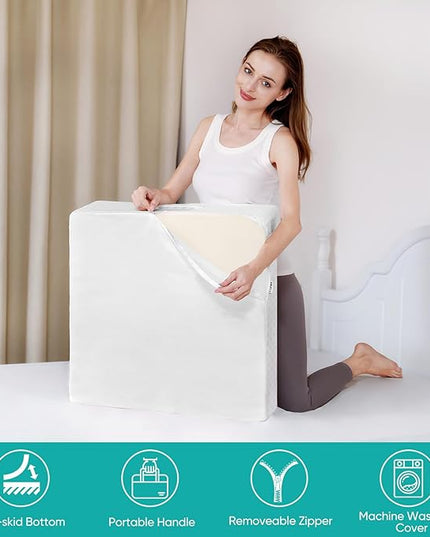 Bed Wedge Pillow for After Surgery Premium 7.5" Wedge Pillow for Sleeping with Memory Foam Top, Triangle Pillow Wedge for Acid Reflux Snoring Post Surgery Leg Elevation Back & Knee Pain Relief -White - LeafyLoom
