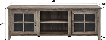 Walker Edison Portsmouth Classic 2 Glass Door TV Stand for TVs up to 80 Inches, 70 Inch, Birch - LeafyLoom