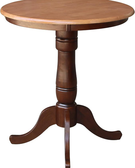 International Concepts 30" Round Top Pedestal Table, 30 in (W) x 30 in D x 34.9 in H, Cinnamon/Espresso - LeafyLoom