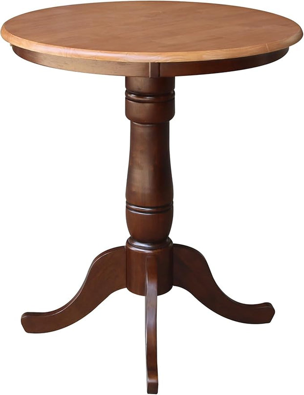 International Concepts 30" Round Top Pedestal Table, 30 in (W) x 30 in D x 34.9 in H, Cinnamon/Espresso - LeafyLoom