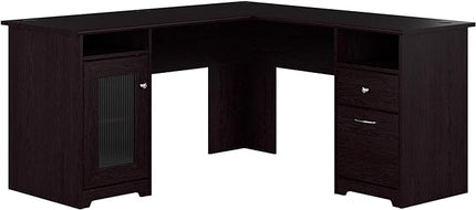 Bush Furniture Cabot 60W L Shaped Computer Desk in Espresso Oak - LeafyLoom