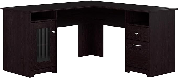 Bush Furniture Cabot 60W L Shaped Computer Desk in Espresso Oak - LeafyLoom