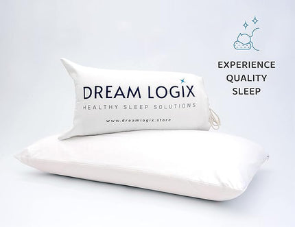 Talalay Natural Latex Foam Pillow DreamLogix - Standard Size Medium Soft Pillow for Sleeping, Side & Back Sleepers, Neck Pain Relief, 100% Cotton Cover (Medium Soft, Standard Size 24''x16''x6'') - LeafyLoom