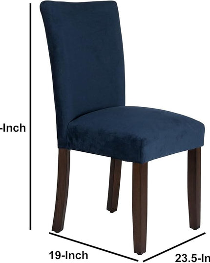 HomePop Parsons Classic Upholstered Accent Dining Chair, Set of 2, Navy Velvet - LeafyLoom