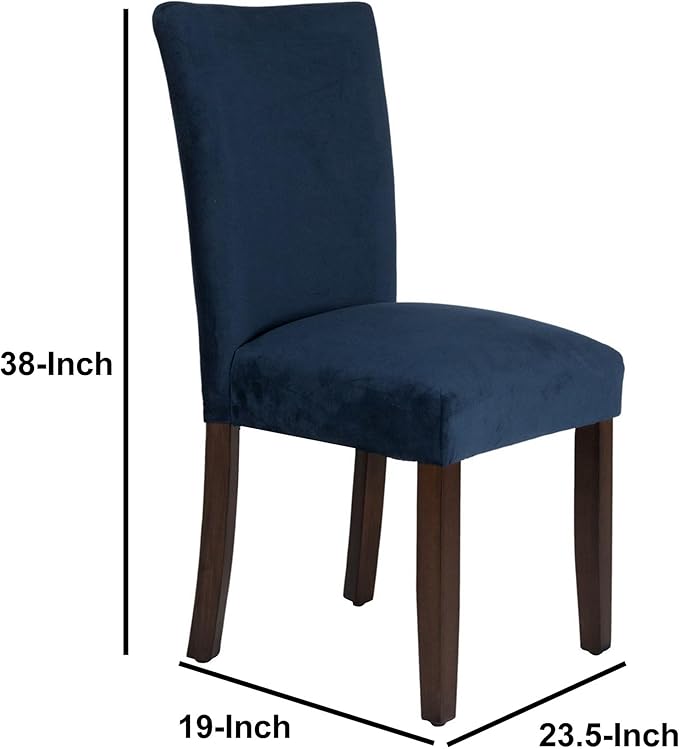 HomePop Parsons Classic Upholstered Accent Dining Chair, Set of 2, Navy Velvet - LeafyLoom