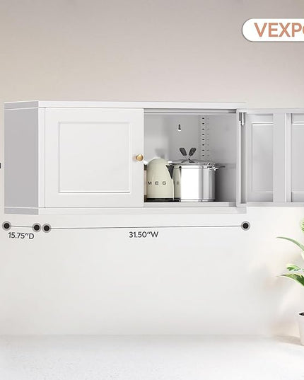 Metal Wall Cabinet, Metal Accent Storage Cabinet with Doors for Kitchens, Dining, and Living rooms, Assembly Required - LeafyLoom