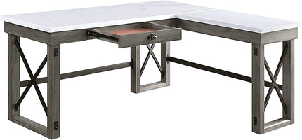 NicBex Kimberly-DW-00029-LWJ Home Office Desks, 67"x55"x30", Gray-1 - LeafyLoom