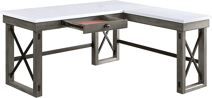 NicBex Kimberly-DW-00029-LWJ Home Office Desks, 67"x55"x30", Gray-1 - LeafyLoom