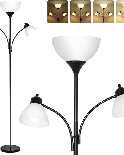 RIGLG Floor Lamps for Living Room,Standing Lamp with Stepless Dimming, 3 Lights Adjustable Reading Lights, Morden Tall Lamps for Living Room, Bedroom, Office - LeafyLoom