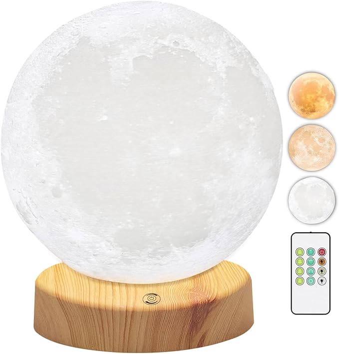 Light Therapy Lamp 10000 Lux, Happy Sunlight Lamps UV-Free with 3 Color Temperatures, Adjustable Brightness,Timer & Memory Function, Sun Lamp, Full Spectrum Light for Home, Office (Happy Moon Lamp) - LeafyLoom