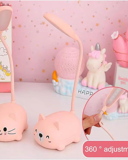LED Desk Lamp，Mini Cat Night Light, Portable LED Table Light, Cute Foldable USB Rechargeable Reading Light Bedroom Children's Bedside Study (White) - LeafyLoom