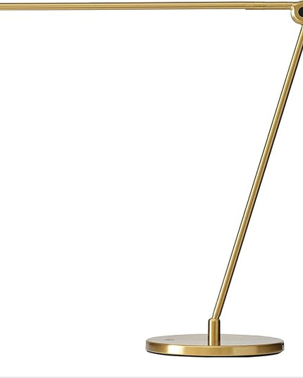 Brightech Libra LED Table Lamp - Contemporary Minimalist Thin Compact Desk Lamp - Adjustable Pivoting LED Head with Built-in Dimmer and Color Changing LED - Brass - LeafyLoom