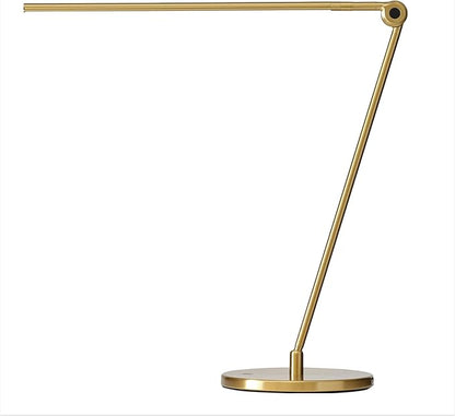 Brightech Libra LED Table Lamp - Contemporary Minimalist Thin Compact Desk Lamp - Adjustable Pivoting LED Head with Built-in Dimmer and Color Changing LED - Brass - LeafyLoom