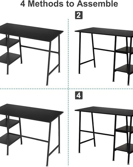 VECELO 43 Inch Computer Modern Student Writing home-office, Ladder Desk, Black - LeafyLoom