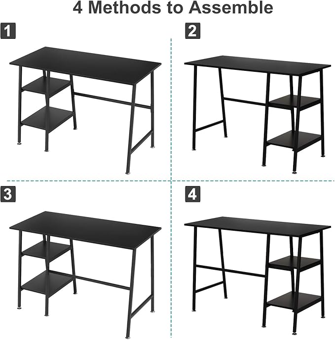 VECELO 43 Inch Computer Modern Student Writing home-office, Ladder Desk, Black - LeafyLoom
