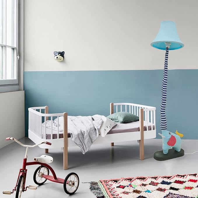Floor Lamp, Blue Elephant Creative Design Modern Floor Lamp for Bedroom, 51 Inch Tall Hand-Stitched Toy Standing Lamp, Floor Lamps for Living Room Come with an E26 LED Bulb (Blue Elephant) - LeafyLoom