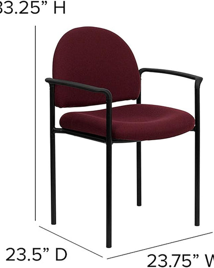 Flash Furniture Tiffany Comfort Burgundy Fabric Stackable Steel Side Reception Chair with Arms - LeafyLoom
