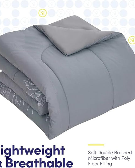 Sweet Home Collection 5 Piece Comforter Set Bag Solid Color All Season Soft Down Alternative Blanket & Luxurious Microfiber Bed Sheets, Florence, Twin - LeafyLoom
