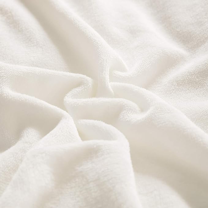 Wellboo White Velvet Comforter Sets Twin Boys Girls Solid White Fluffy Bedding Comforters Plain White Flannel Plush Quilts Women Men All White Winter Blanket Aesthetic Micromink Sherpa Bedding Durable - LeafyLoom