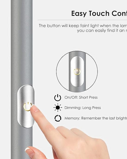Floor Lamp, Standing Lamp, 20W 2000LM LED Torchiere Floor Lamp, Stepless Dimmable, Touch Control, 3000K Daylight, 50000hrs Lifespan, Floor Lamps for Living Room, Standing Lamps for Bedroom Gray - LeafyLoom