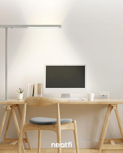 Neatfi 5200 High-Lumens Premium LED Desk Lamp - Ultrabright Light, Clamp-on, 40W, 4000K Color Temperature, Adjustable Head - Ideal for Home Office and Study (38 Inches, Gray) - LeafyLoom